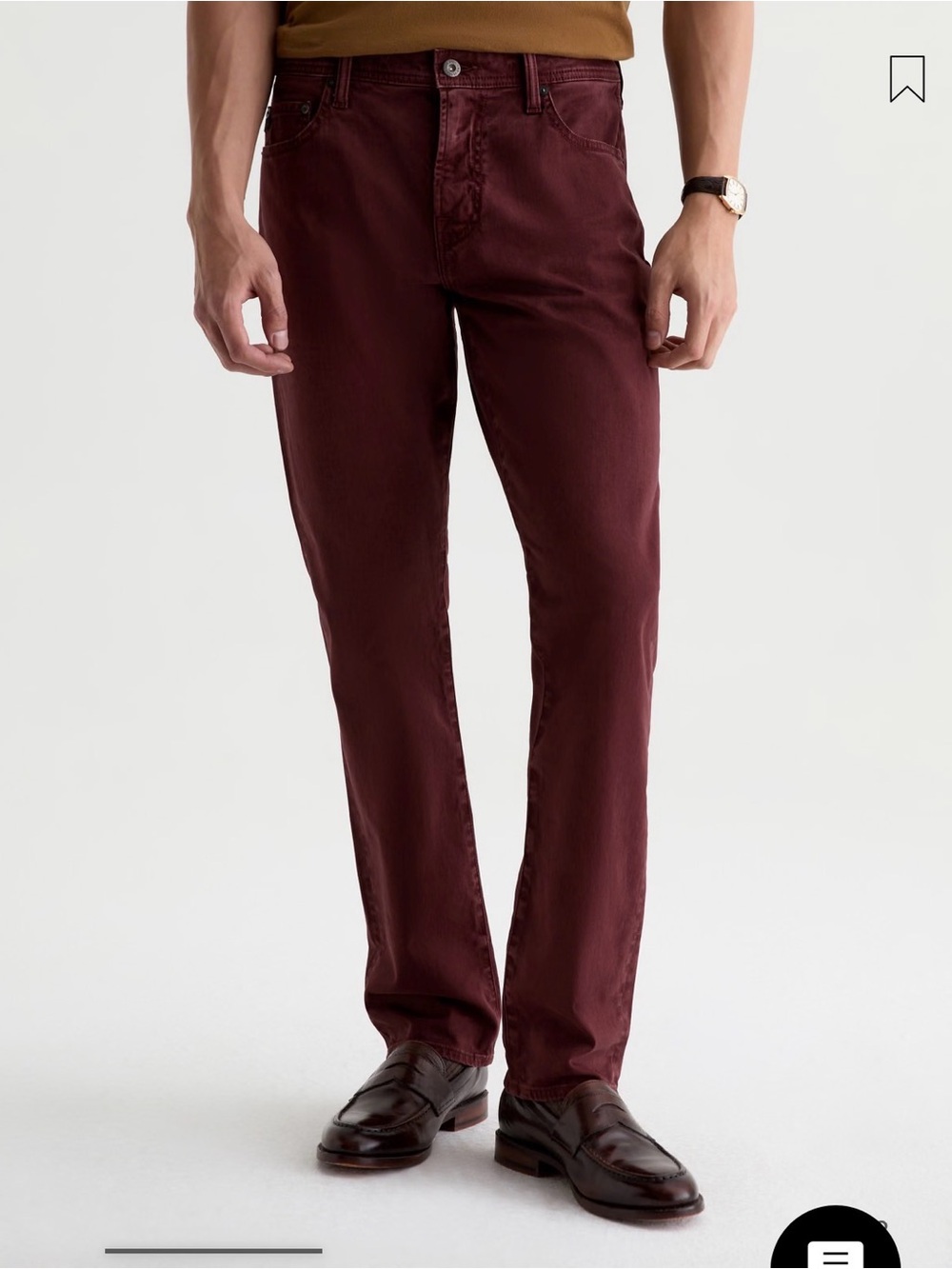 Ag Everett Slim Straight Pant Sueded Sateen 33x34 sulfur Jazz Berry